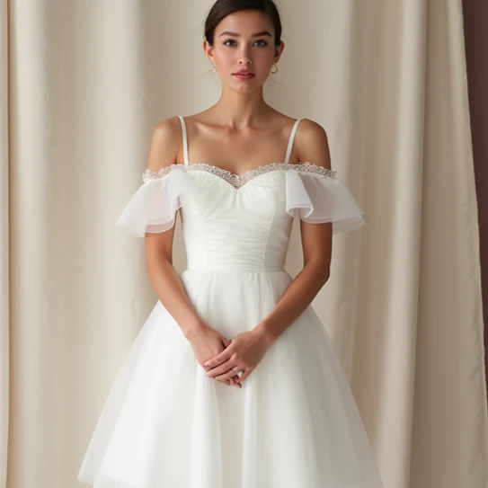 Romantic Short Wedding Dress and Mini Dress with a Heart-Shaped Cutout Back - Image 4