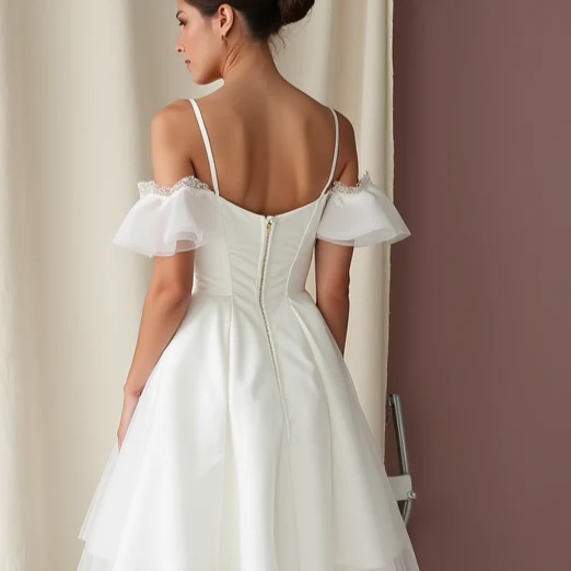 Romantic Short Wedding Dress and Mini Dress with a Heart-Shaped Cutout Back - Image 5