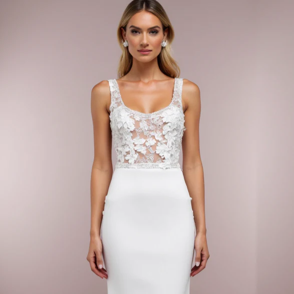 Romantic White A-Line Bridal Gown with Sweetheart Neckline and Floral Lace Details - Image 4