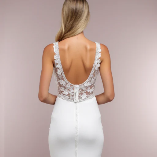 Romantic White A-Line Bridal Gown with Sweetheart Neckline and Floral Lace Details - Image 5