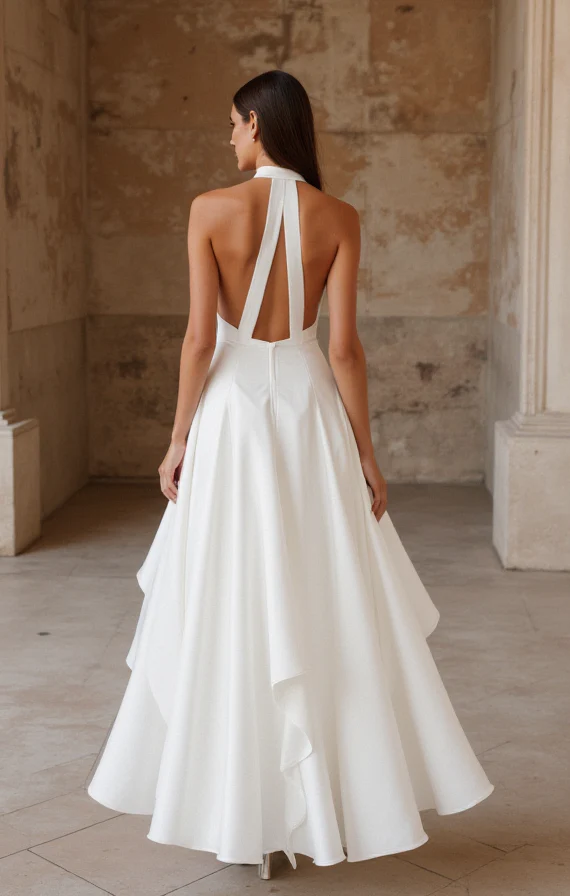 Romantic White A-Line Wedding Dress with a Full Skirt for a Princess Look - Image 3