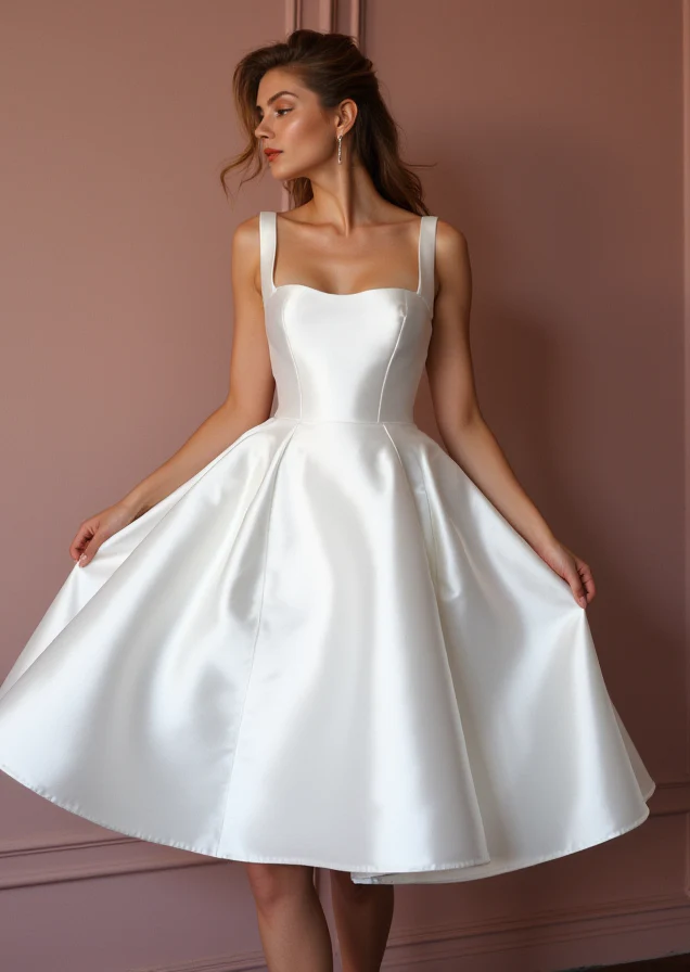 Romantic White Mini Short Wedding Dress with Polka Dot Details for a Whimsical Bridal Style - Image 2