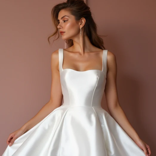 Romantic White Mini Short Wedding Dress with Polka Dot Details for a Whimsical Bridal Style - Image 4