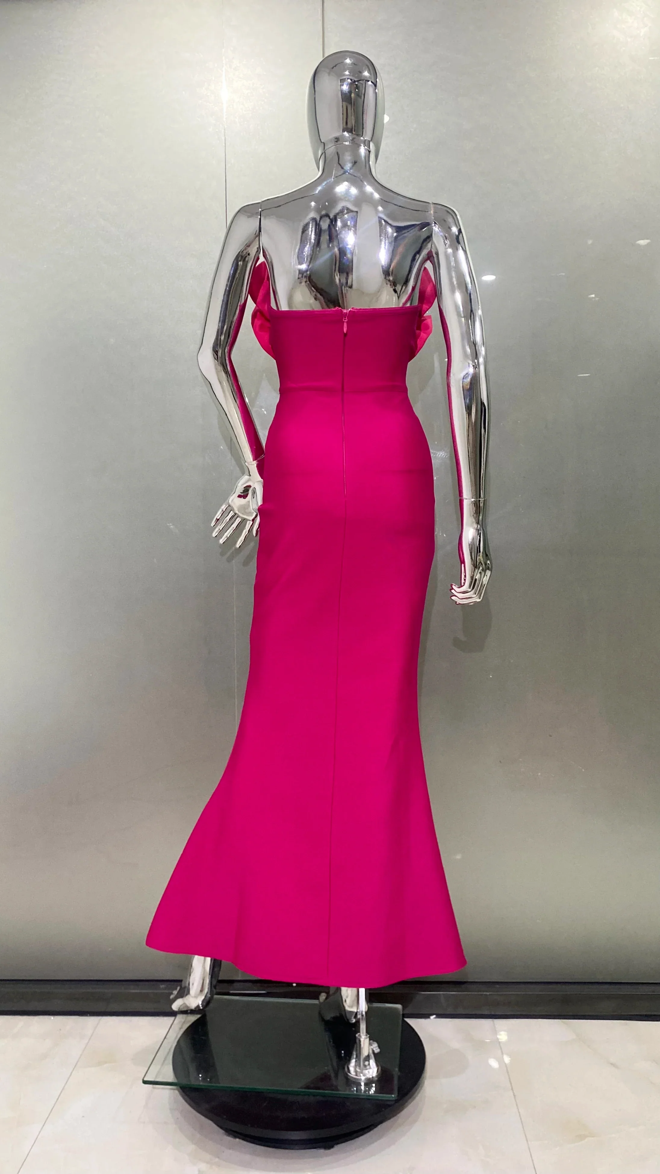 Rosered Color Women Sexy Florals Off the Shoulder Bodycon Bandage Long Dress Celebrate Evening Party Birthday Dress Outfit - Image 5