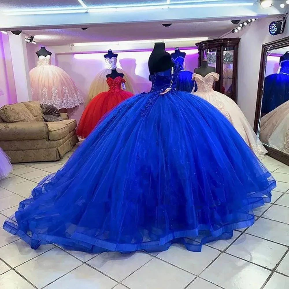 Royal Blue Quinceanera Dresses Luxury Crystal 3D Flower Applique Princess Birthday Party Vestidos de 15 años Corset - Image 2