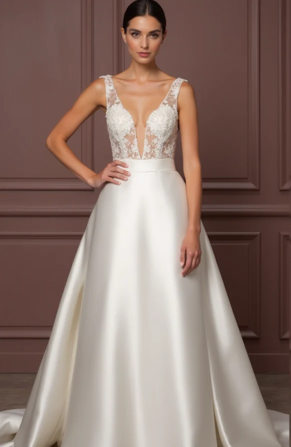 White Royal Princess Wedding Dress with Luxurious Details for a Majestic Look - Image 2