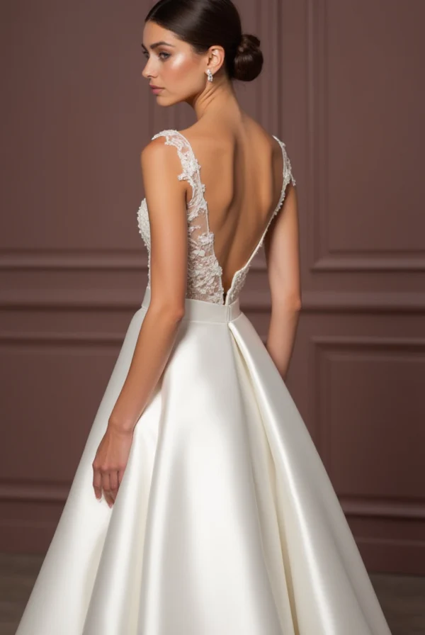 White Royal Princess Wedding Dress with Luxurious Details for a Majestic Look - Image 3
