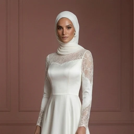 Satin A-Line Modest Wedding Dress – Perfect Hijab-Friendly Nikah Outfit Muslim - Image 4