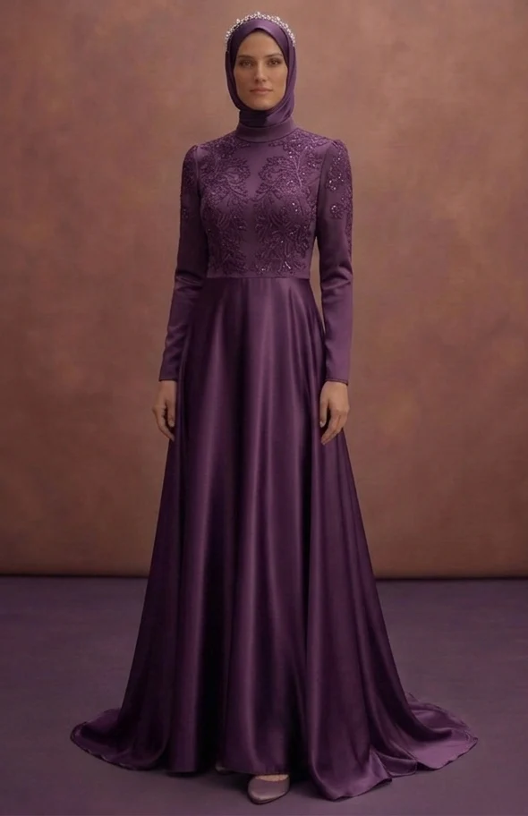 Satin Muslim Prom Dresses – Sleek & Shiny Modest Styles - Image 2