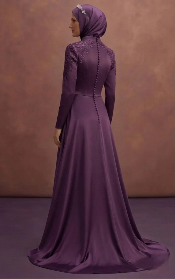 Satin Muslim Prom Dresses – Sleek & Shiny Modest Styles - Image 3
