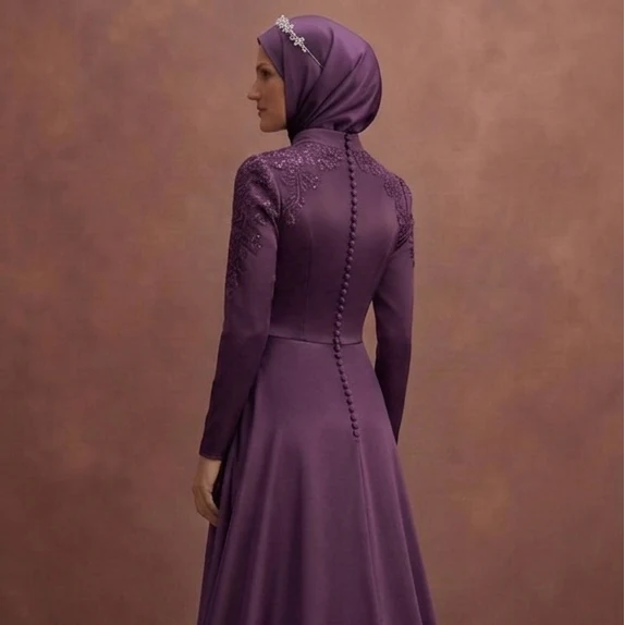 Satin Muslim Prom Dresses – Sleek & Shiny Modest Styles - Image 5