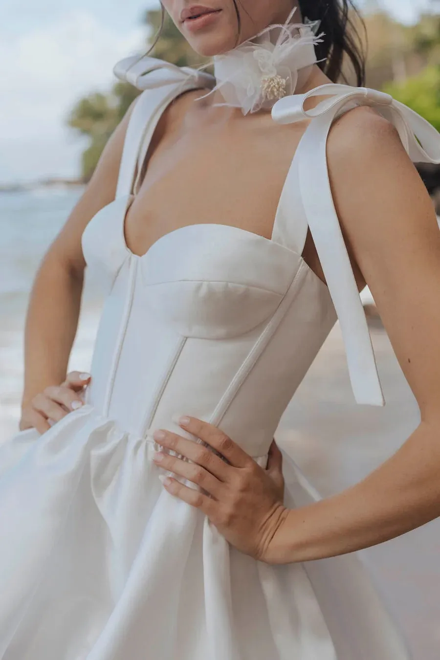 Princess Strapless with Ruffles Wedding Dress Satin Bow Court Simple Bridal Gown Vestido De Novia Train Dress - Image 6