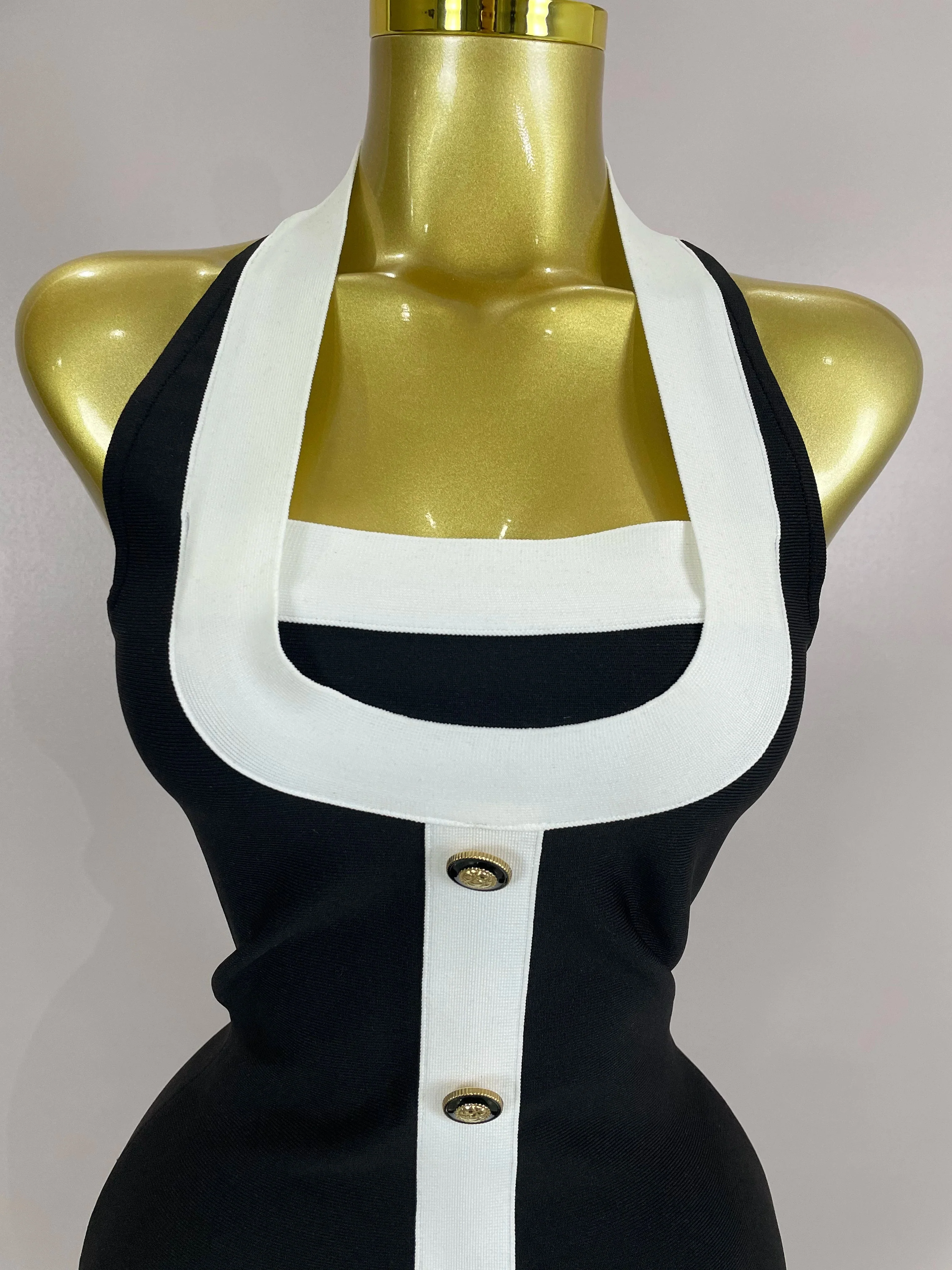 Sexy Backless Halter Button Bodycon Black Mini Bandage Dress  Women Celebrity Elegant Evening Club Party Outfit - Image 5