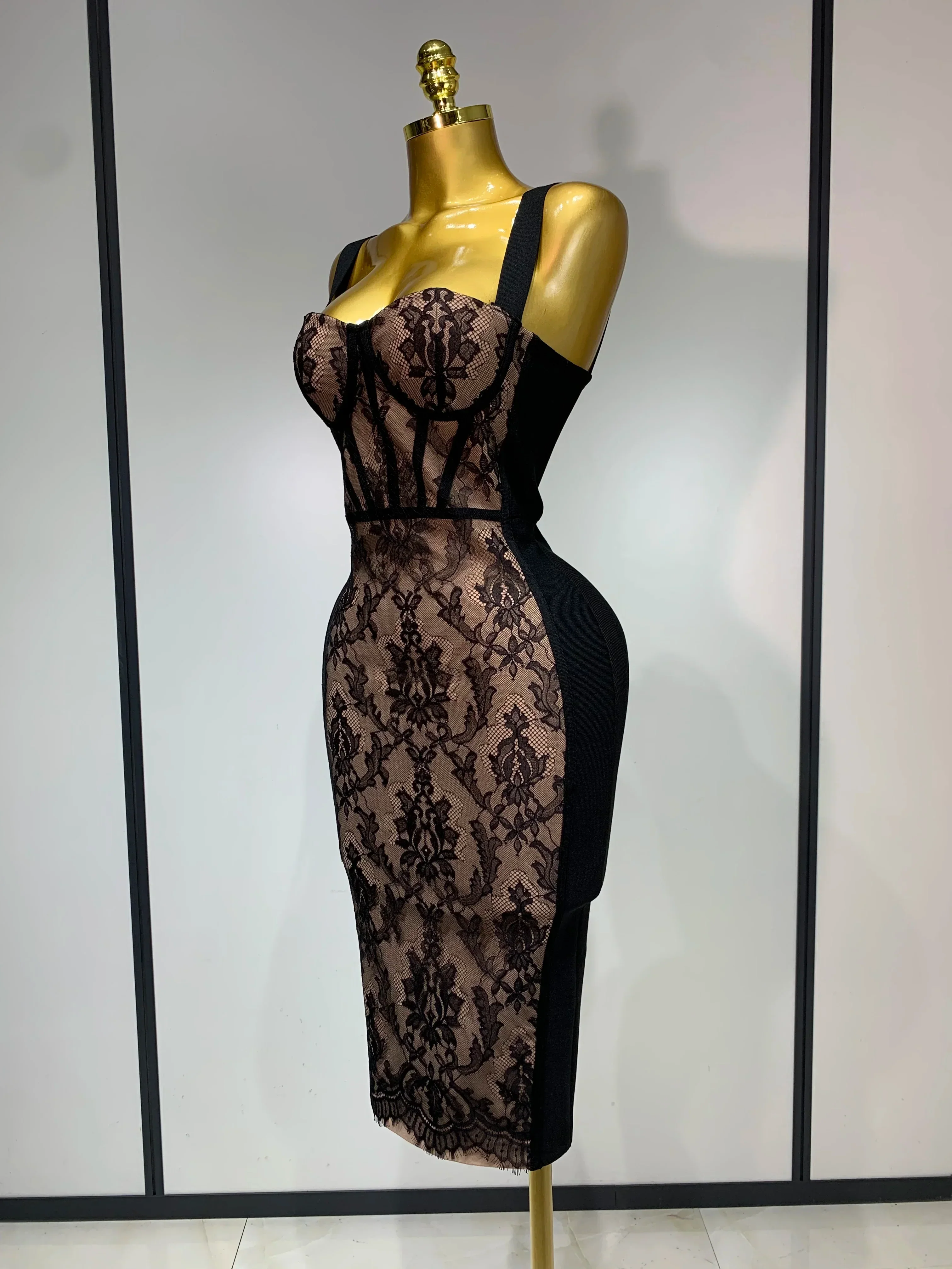 Sexy Black Lace Bodycon Bandage Dress  Arrivals Women Luxury Vintage Elegant Evening Party Dress Birthday Club Vestido - Image 2