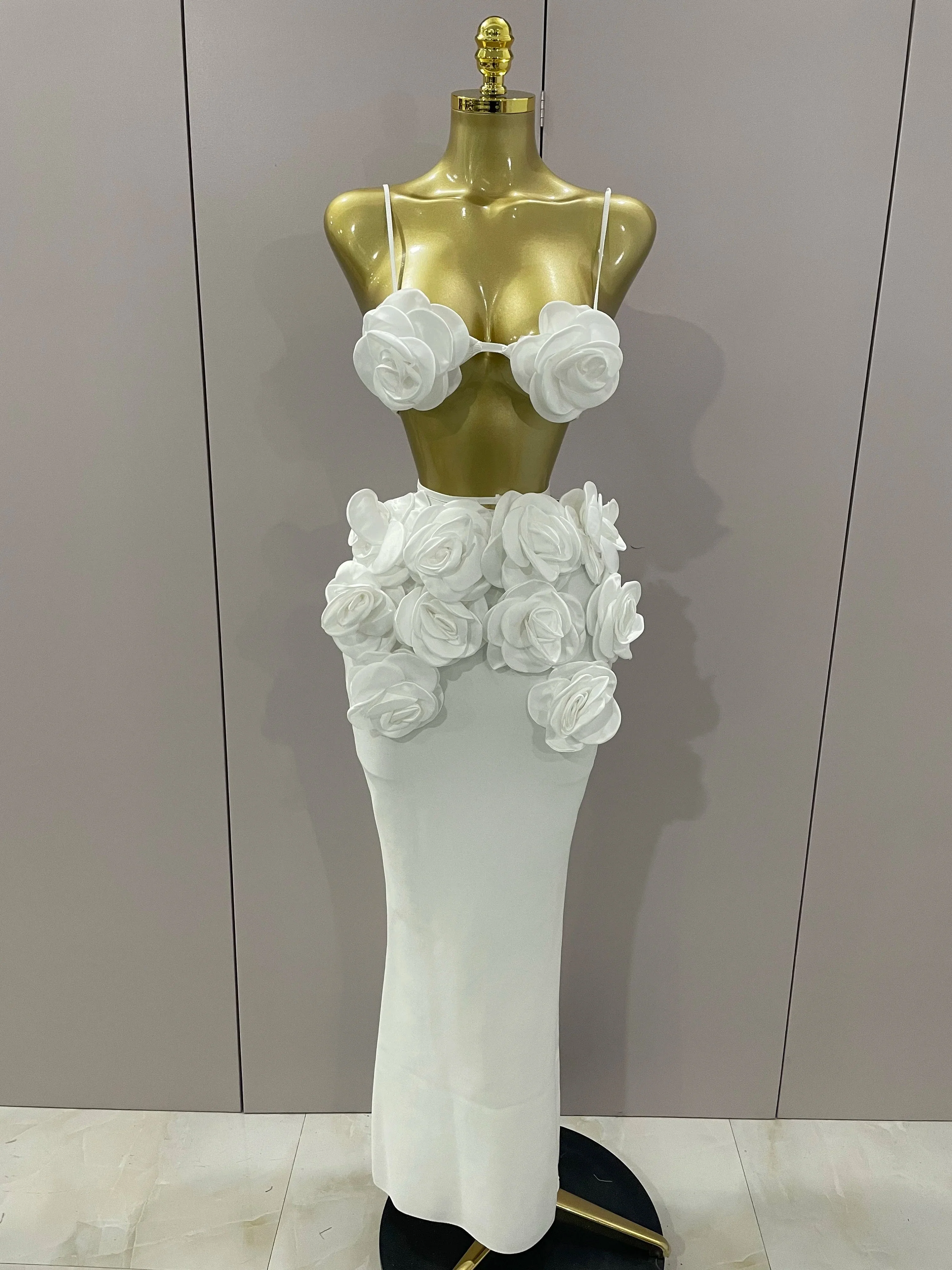 Sexy Camisole Floral Bandage Long Skirts 2-Piece Set  Women Celebrity Elegant Party Cocktail Prom Gown Nightclub Outfit - Image 8