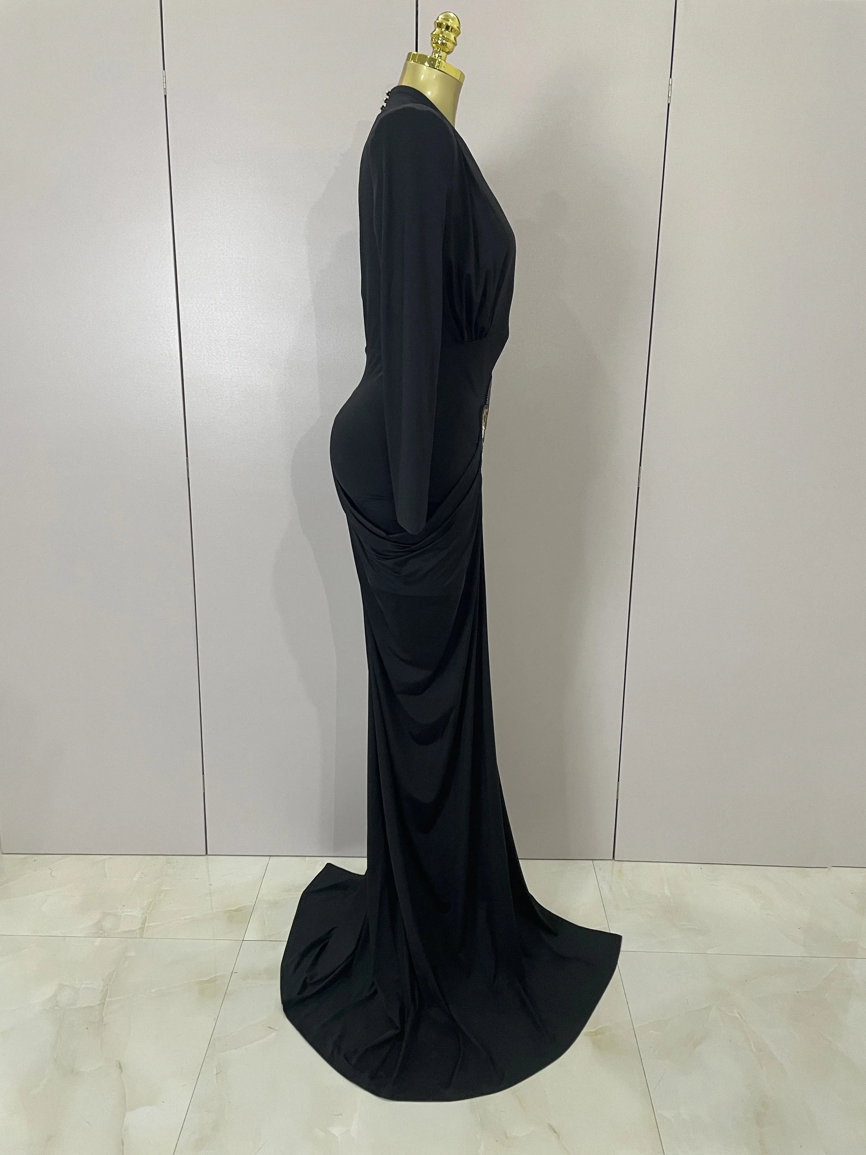 Sexy Deep V-Neck Long Sleeve Bodycon Long Dress Women Spring Elegant Evening Party Celebrate Cocktail Outfit Vestido - Image 4