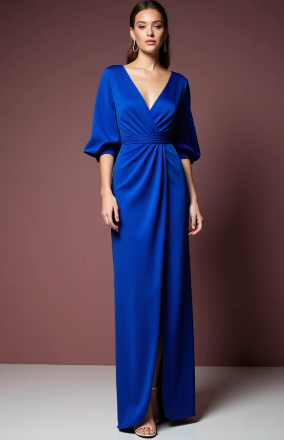 Sexy Blue Evening Dress and Prom Gown with a Fitted Skirt and Lace Bodice - Image 2