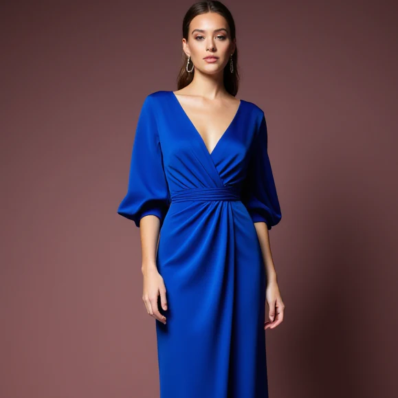 Sexy Blue Evening Dress and Prom Gown with a Fitted Skirt and Lace Bodice - Image 4