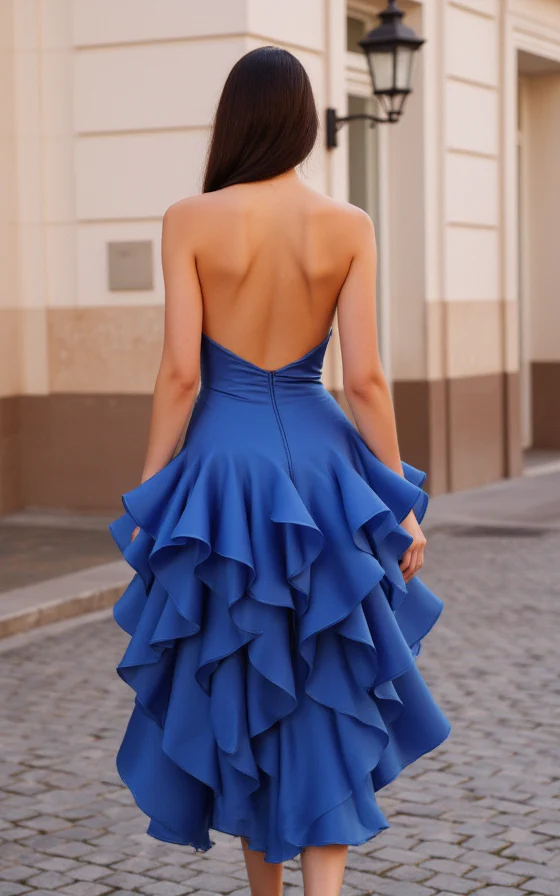 Elegant Blue Prom Dress and Evening Gown with a Flared Skirt for a Beautiful Fit - Image 3