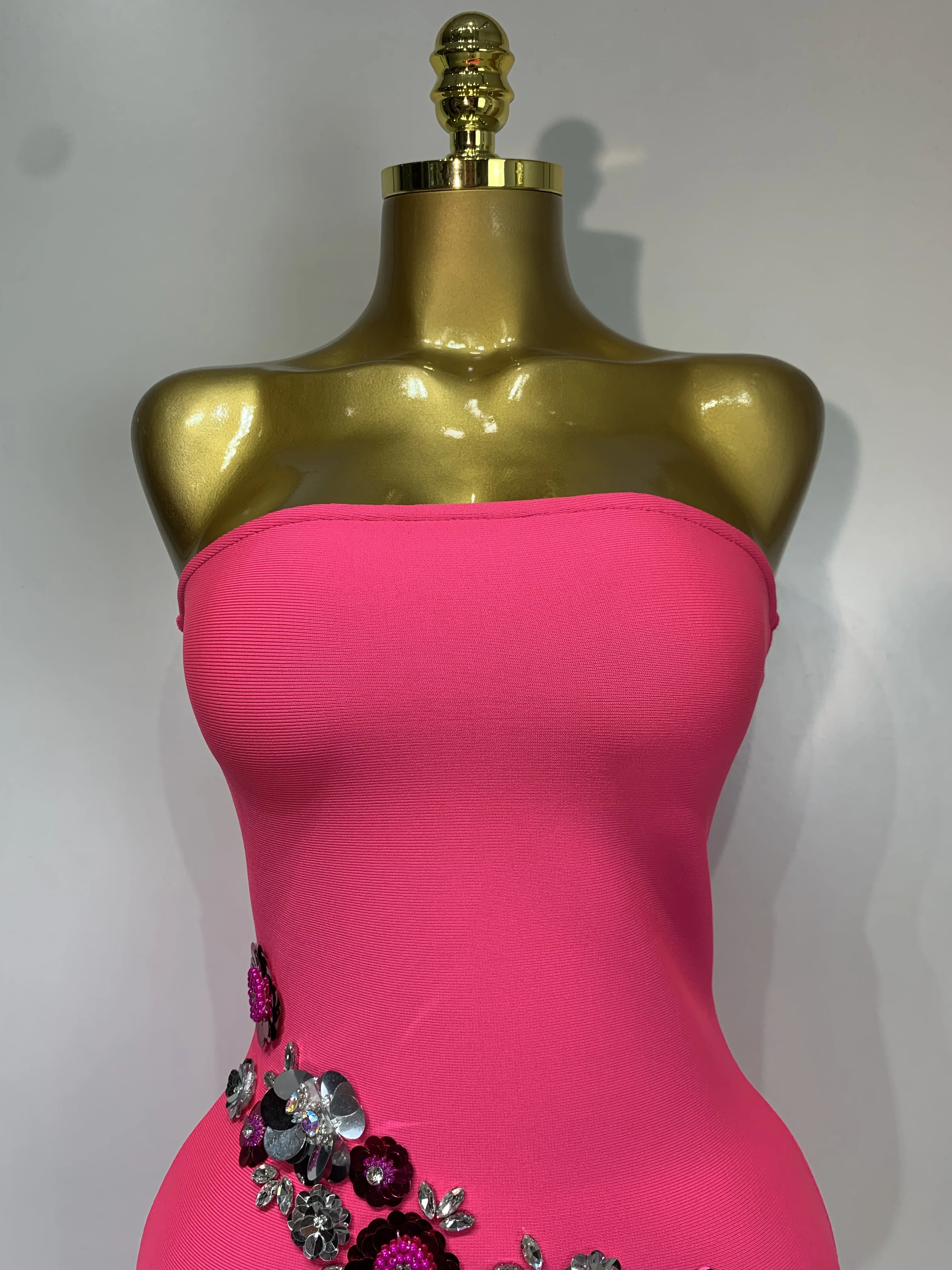 Sexy Fashion Elegant Strapless Beading Bodycon Long Dress Women Club Birthday Evening Party Slim Celebrity Elegangt Dresses - Image 5