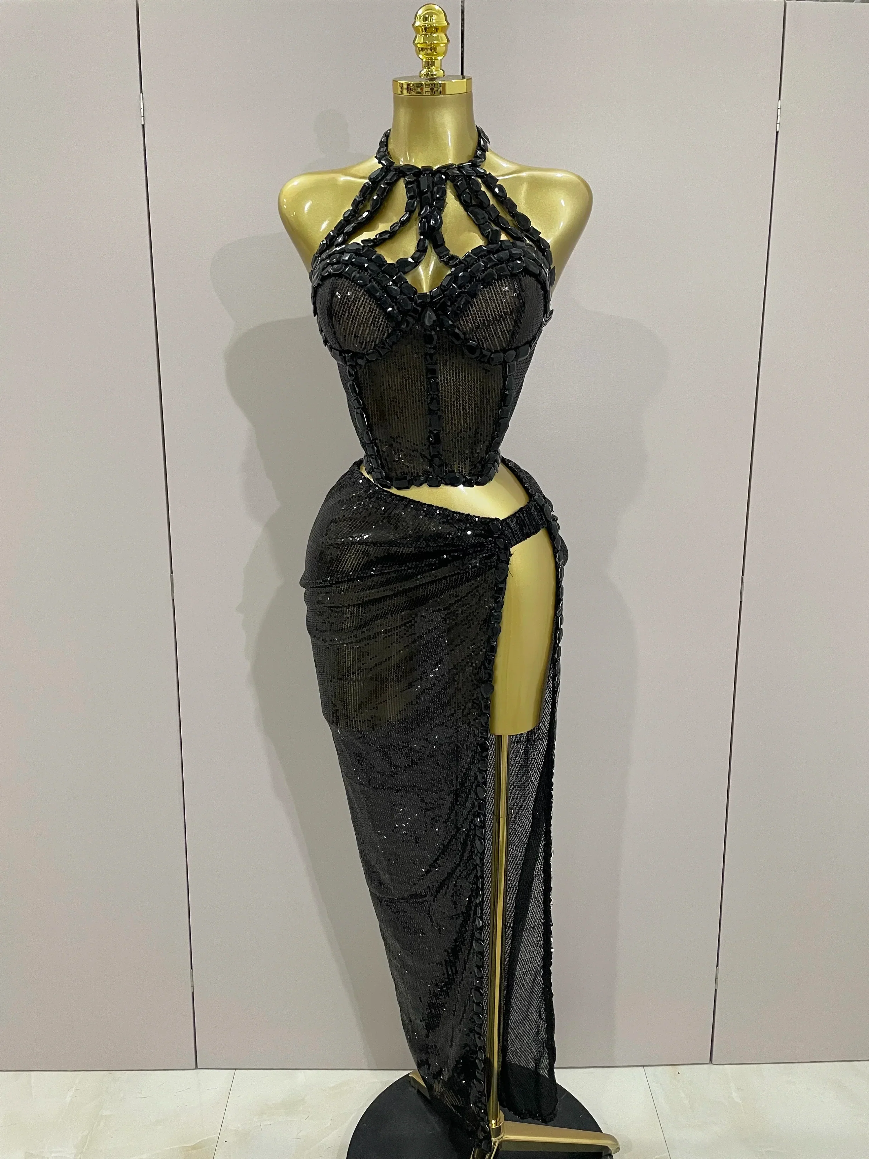 Sexy Luxury Shiny Diamond Sequins Cocktail Dress 2Pcs Set Women Evening Celebrate Birthday Party Nightclub Stage costume - Image 7