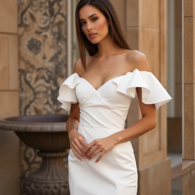 Sexy White Mermaid Wedding Dress with a Deep Cut-Out Back for a Modern Feel - Image 4