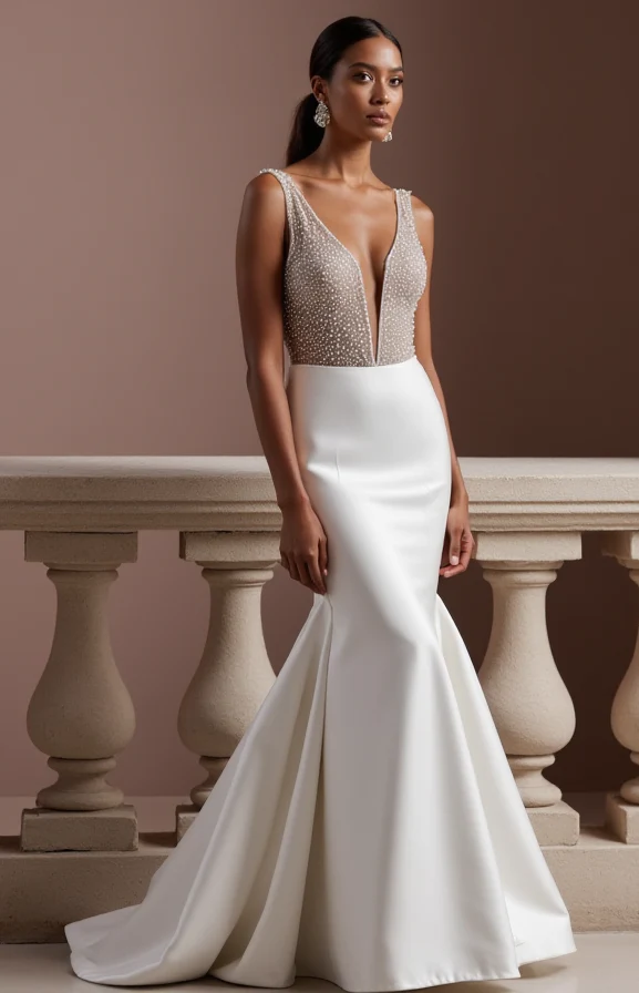 Sexy Mermaid Wedding Dress with a Deep V-Neckline for a Bold Bridal Look - Image 2