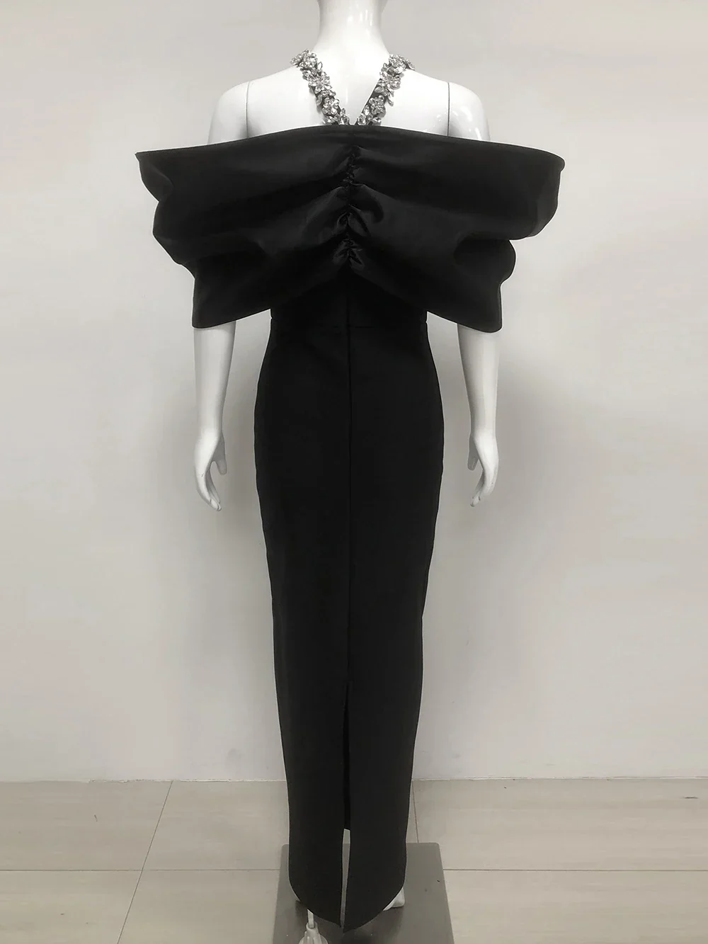 Sexy Off Shoulder Diamond Elegant Celebrity Evening Cocktail Tight Bandage Long Dress Women'S Spaghetti Strap Party Gowns - Image 4