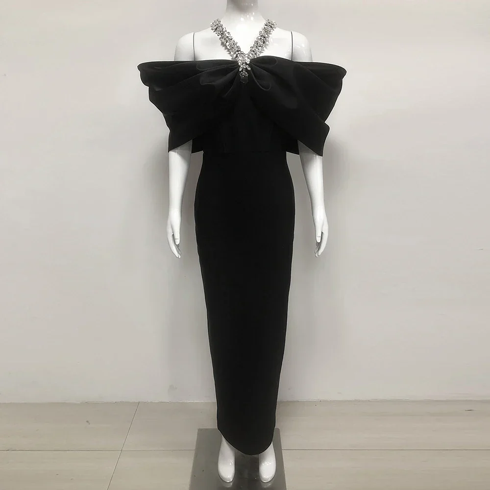 Sexy Off Shoulder Diamond Elegant Celebrity Evening Cocktail Tight Bandage Long Dress Women'S Spaghetti Strap Party Gowns - Image 7