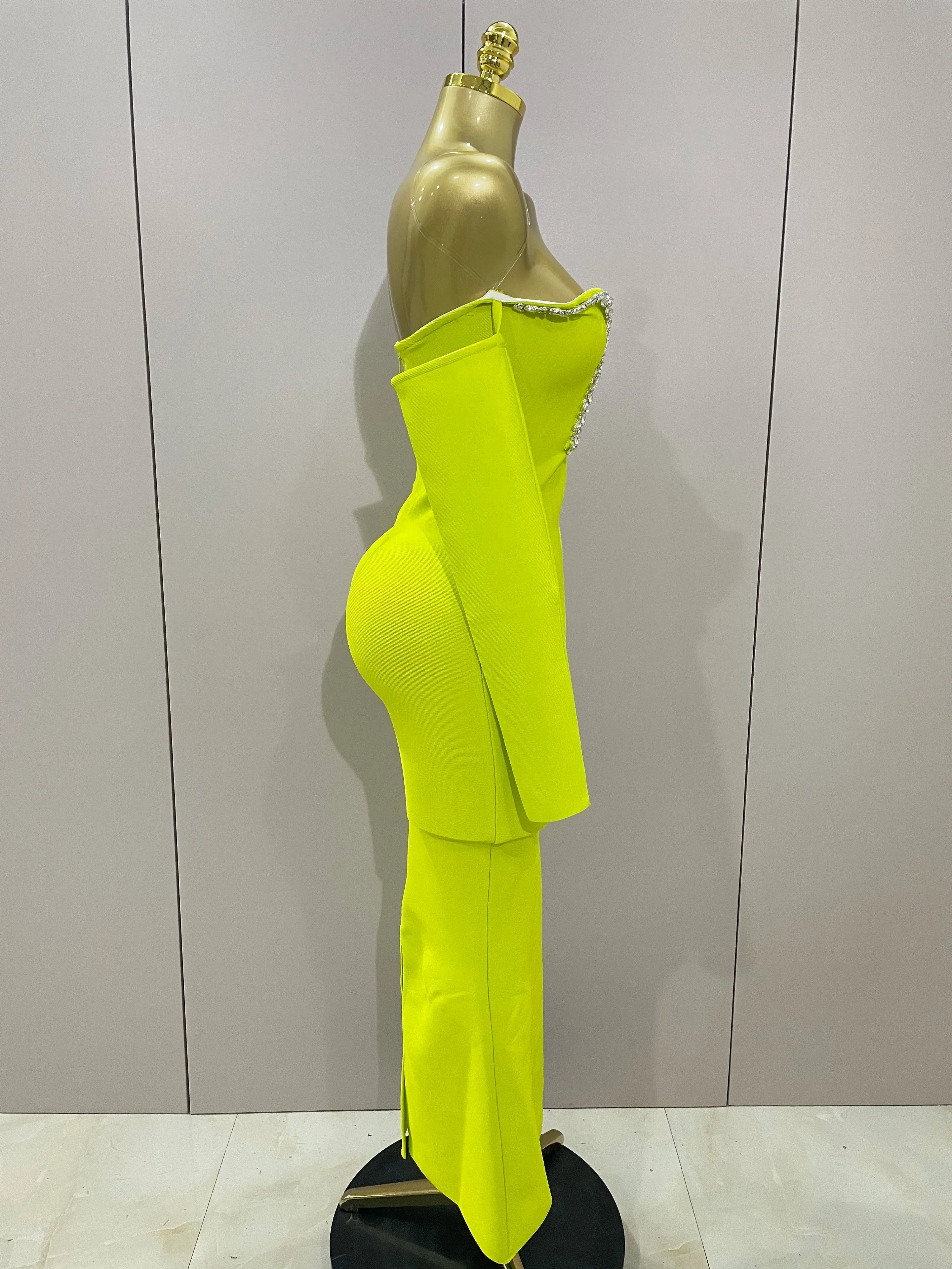 Sexy Off Shoulder Luxury Diamonds Long Bodycon Bandage Dress Women Celebrity Elegant Prom Gown Birthday Club Cocktail Dress - Image 4