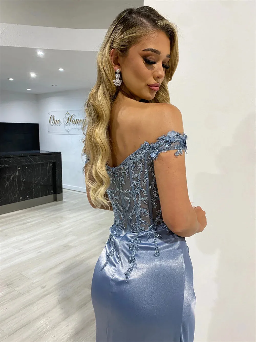 Sexy Off Shoulder Mermaid Prom Dress Gliiter Sequins On Top فساتين سهره فاخره Shiny Flower Fishtail Vestidos De Noche - Image 6