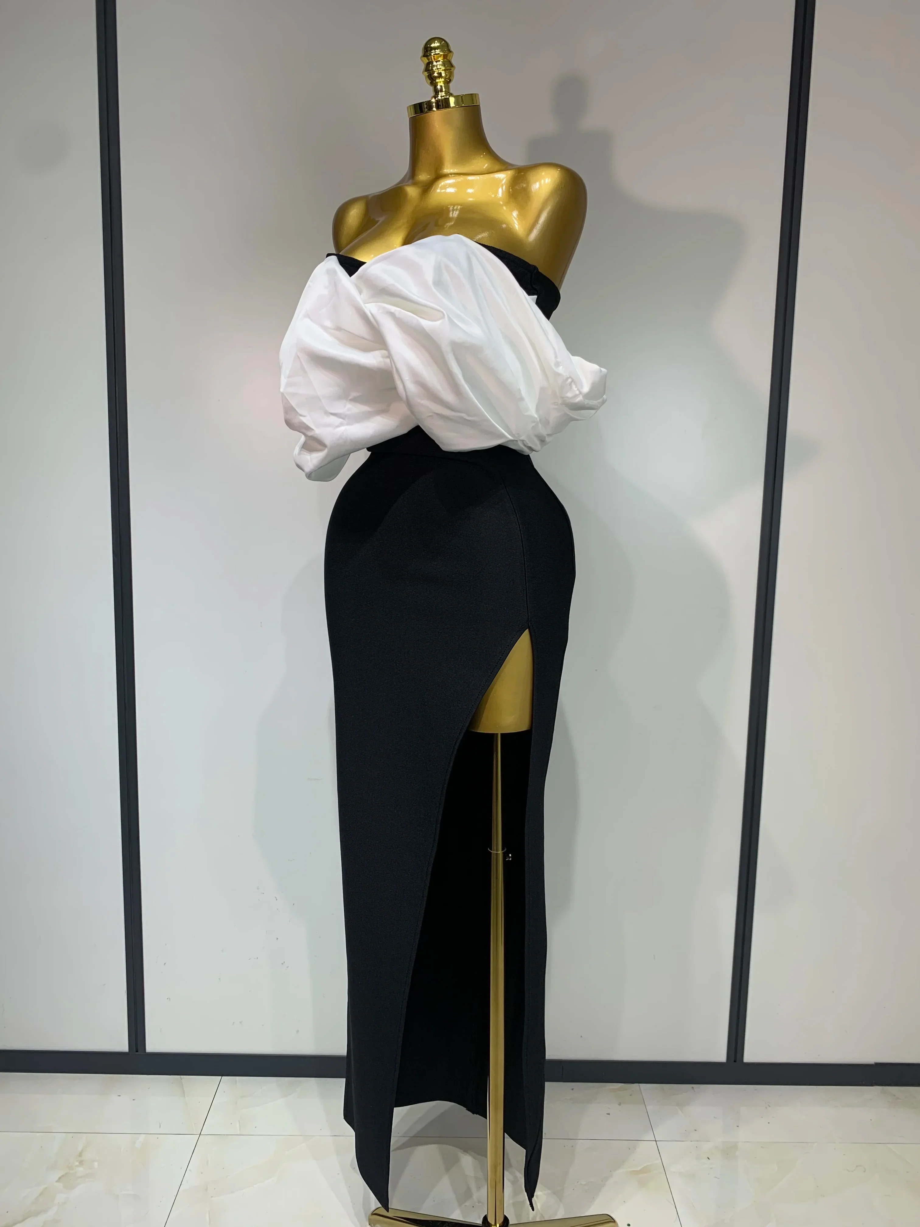 Sexy Off Shoulder Satin Patchwork Ruched Bodycon Bandage Maxi Dresses Women Elegant Celebrity Evening Party Birthday Dresses - Image 2