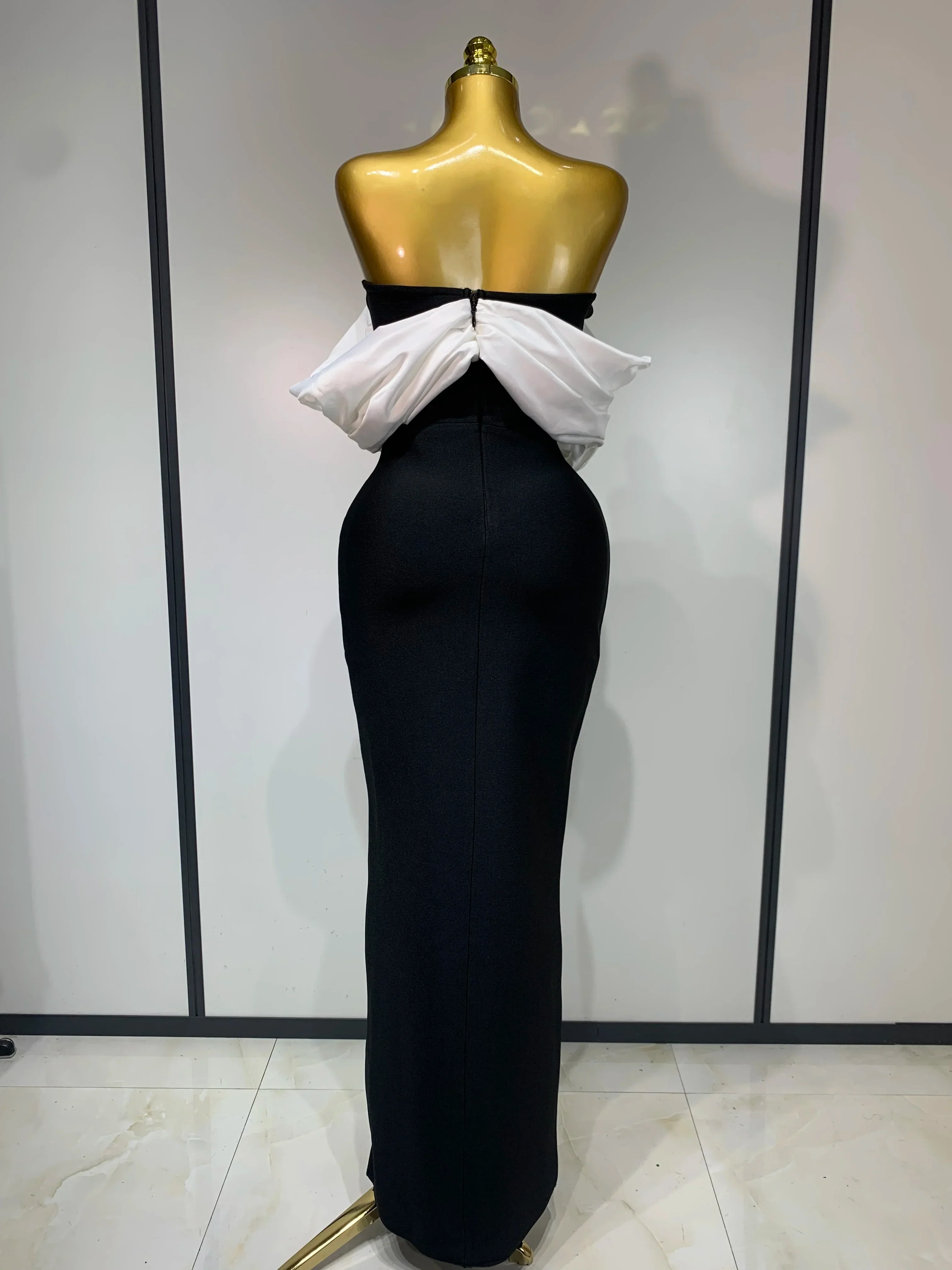 Sexy Off Shoulder Satin Patchwork Ruched Bodycon Bandage Maxi Dresses Women Elegant Celebrity Evening Party Birthday Dresses - Image 4