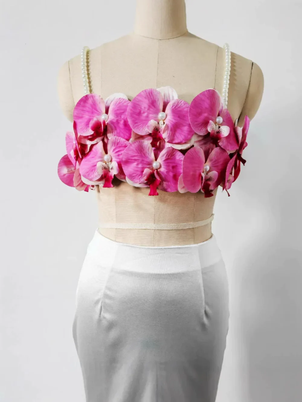 Sexy Pearl Flower Pearl Flower + Long Skirt Set Women Backless Wedding Holiday Party Lady Elegant Outfits Summer New - Image 4