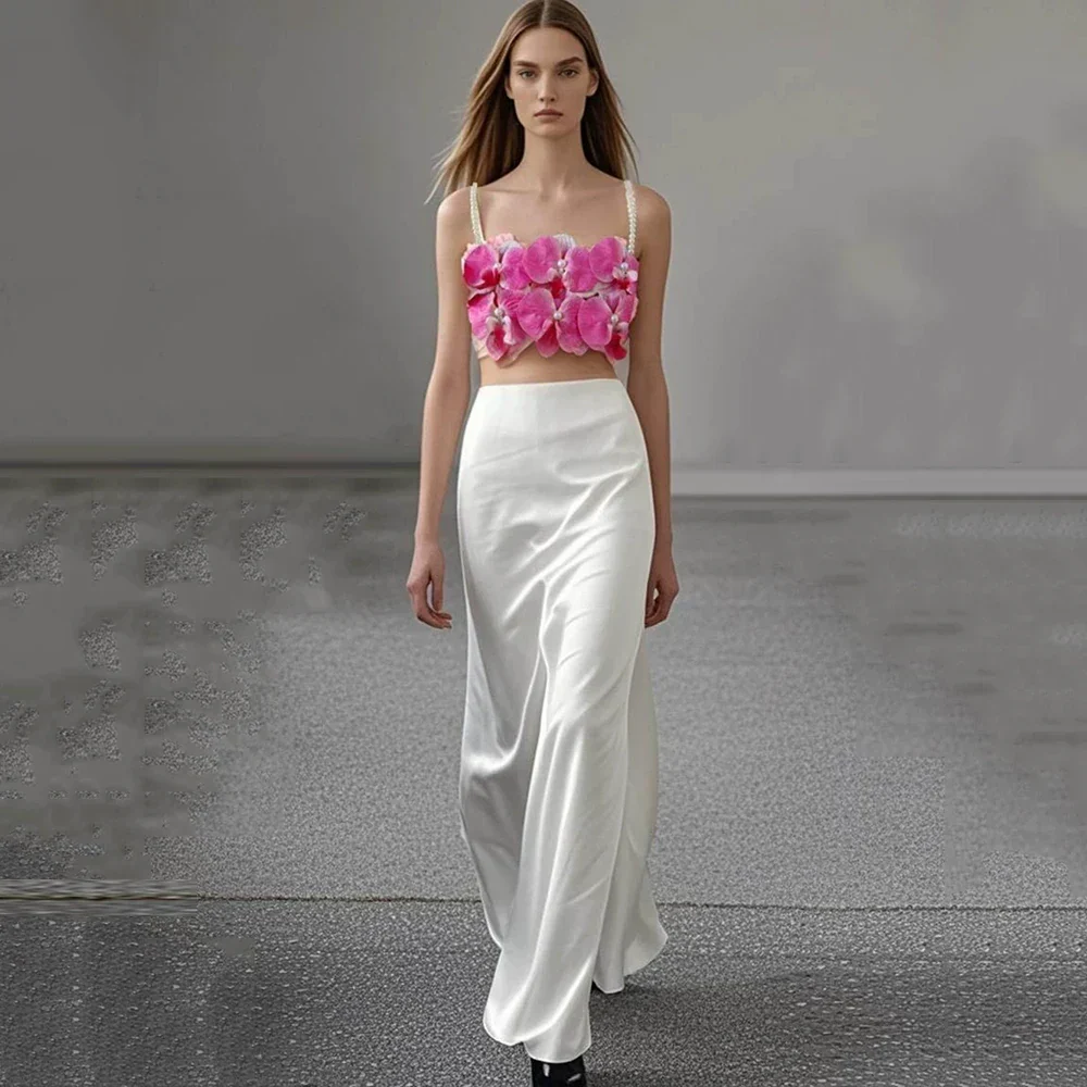 Sexy Pearl Flower Pearl Flower + Long Skirt Set Women Backless Wedding Holiday Party Lady Elegant Outfits Summer New - Image 7