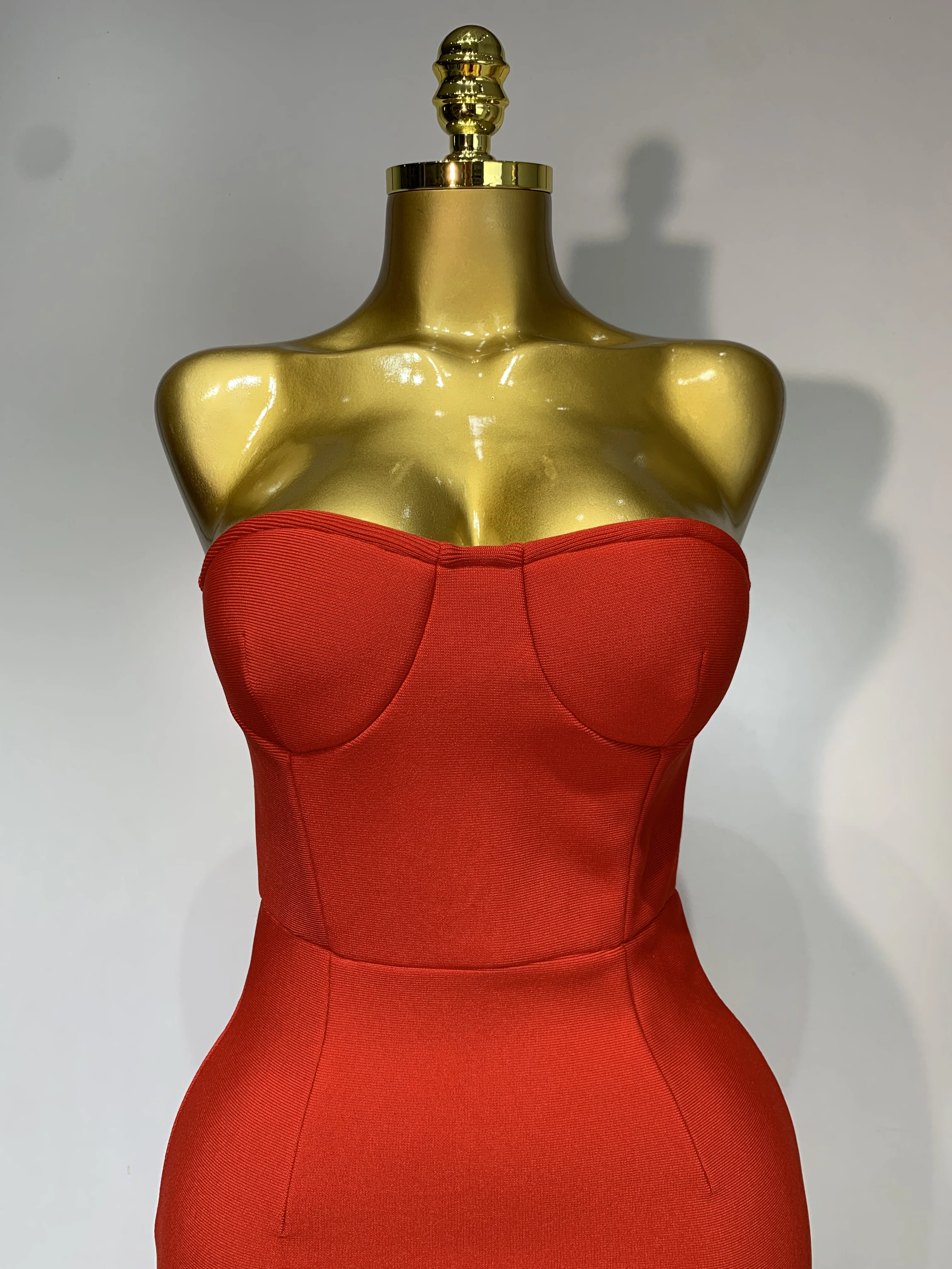 Sexy Red Strapless High Split Long Bandage Dress Luxury Birthday Dress Women Backless Bodycon Dresses Elegant Evening Party Gown - Image 6
