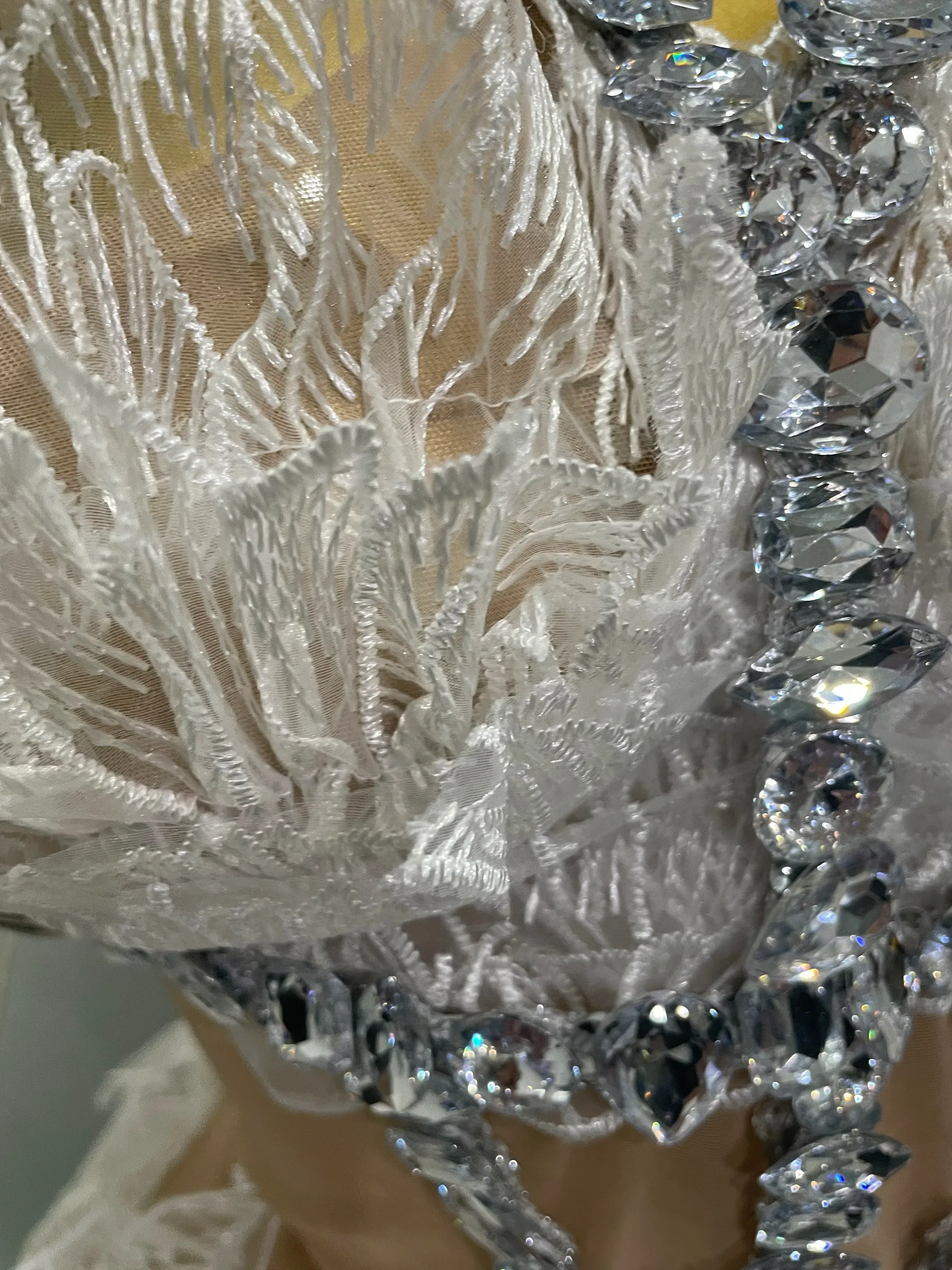 Sexy Shining Gold Crystal Transparent Wings Mini Dress Women Birthday Party Bar Nightclub Singer Stage Performance Costume - Image 5