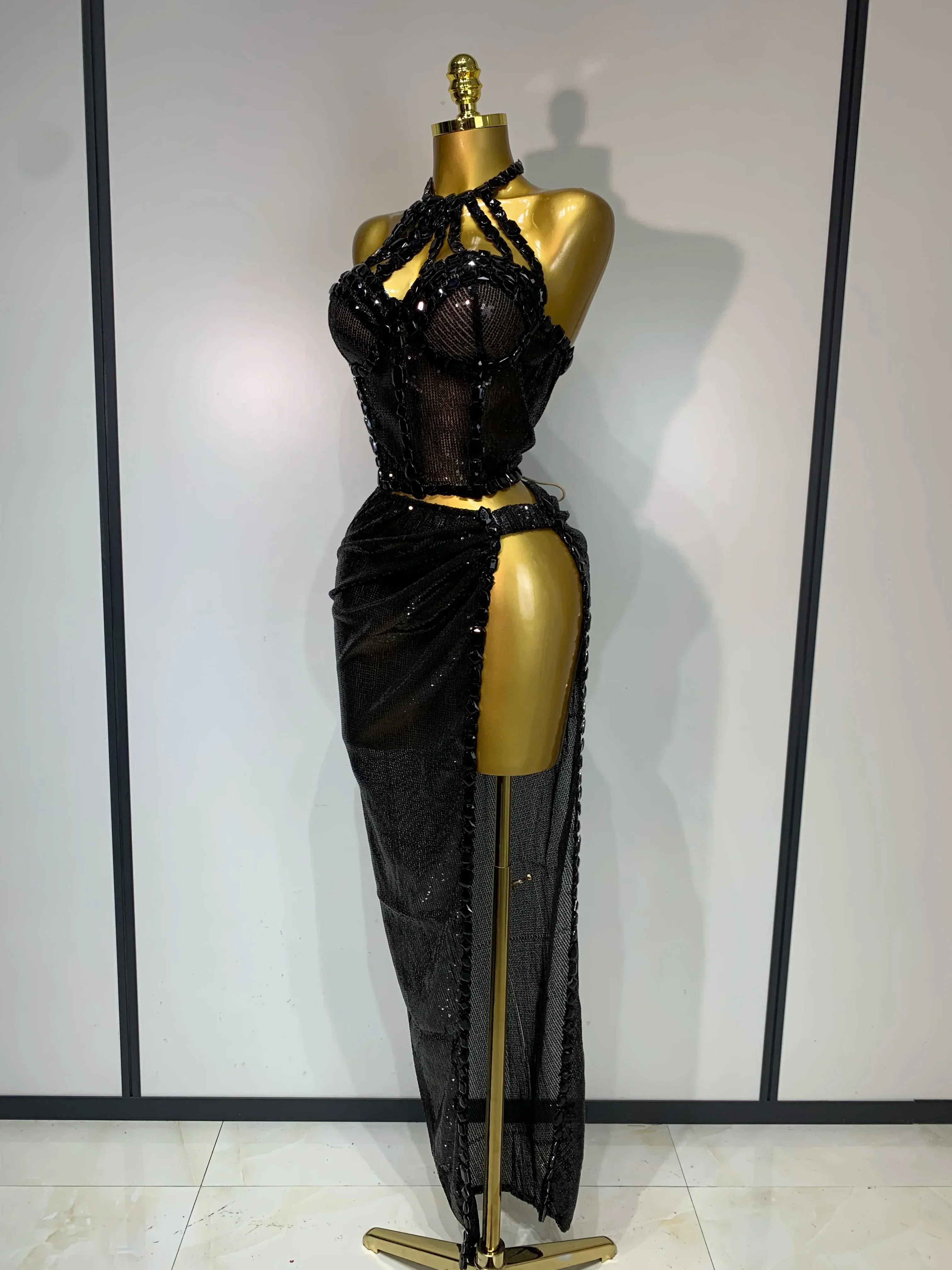 Sexy Shiny Diamond Two Piece Set  Women Evening Celebrate Festival Luxury Birthday Party Nightclub Singer Stage costume - Image 2