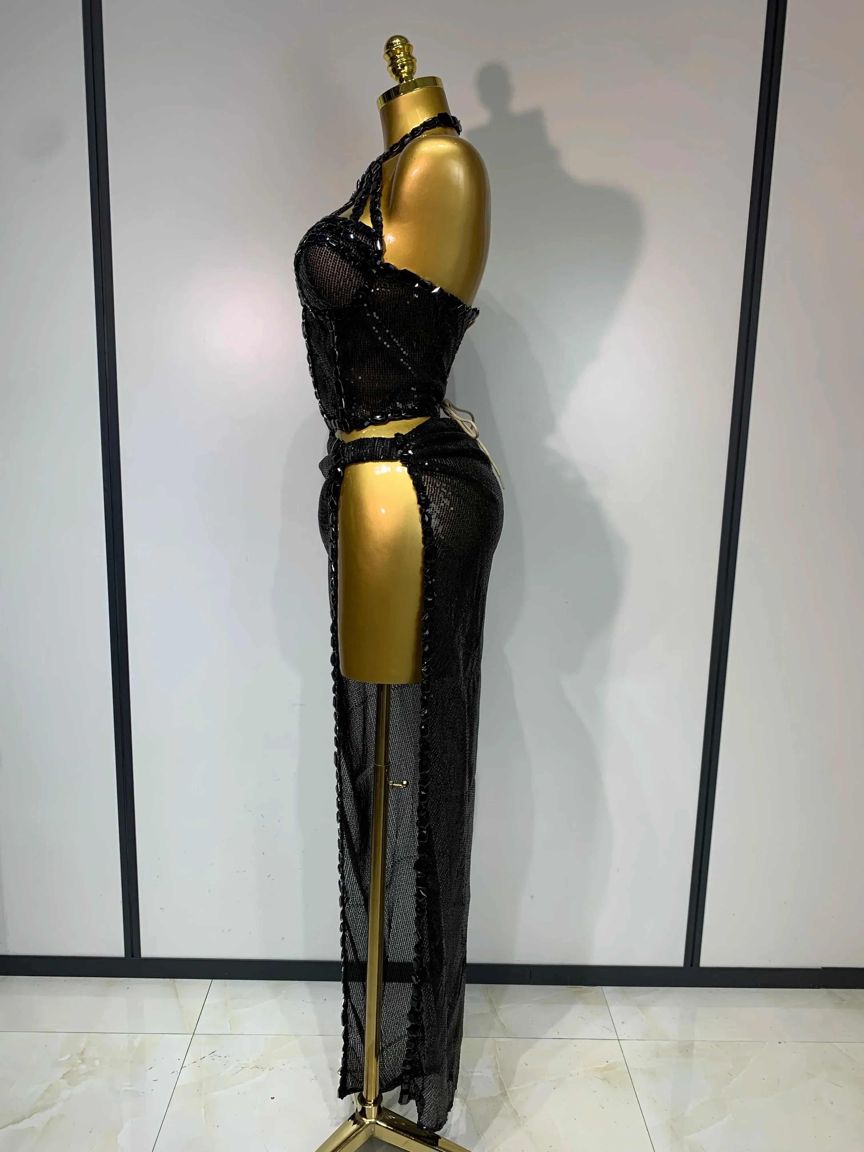 Sexy Shiny Diamond Two Piece Set  Women Evening Celebrate Festival Luxury Birthday Party Nightclub Singer Stage costume - Image 3