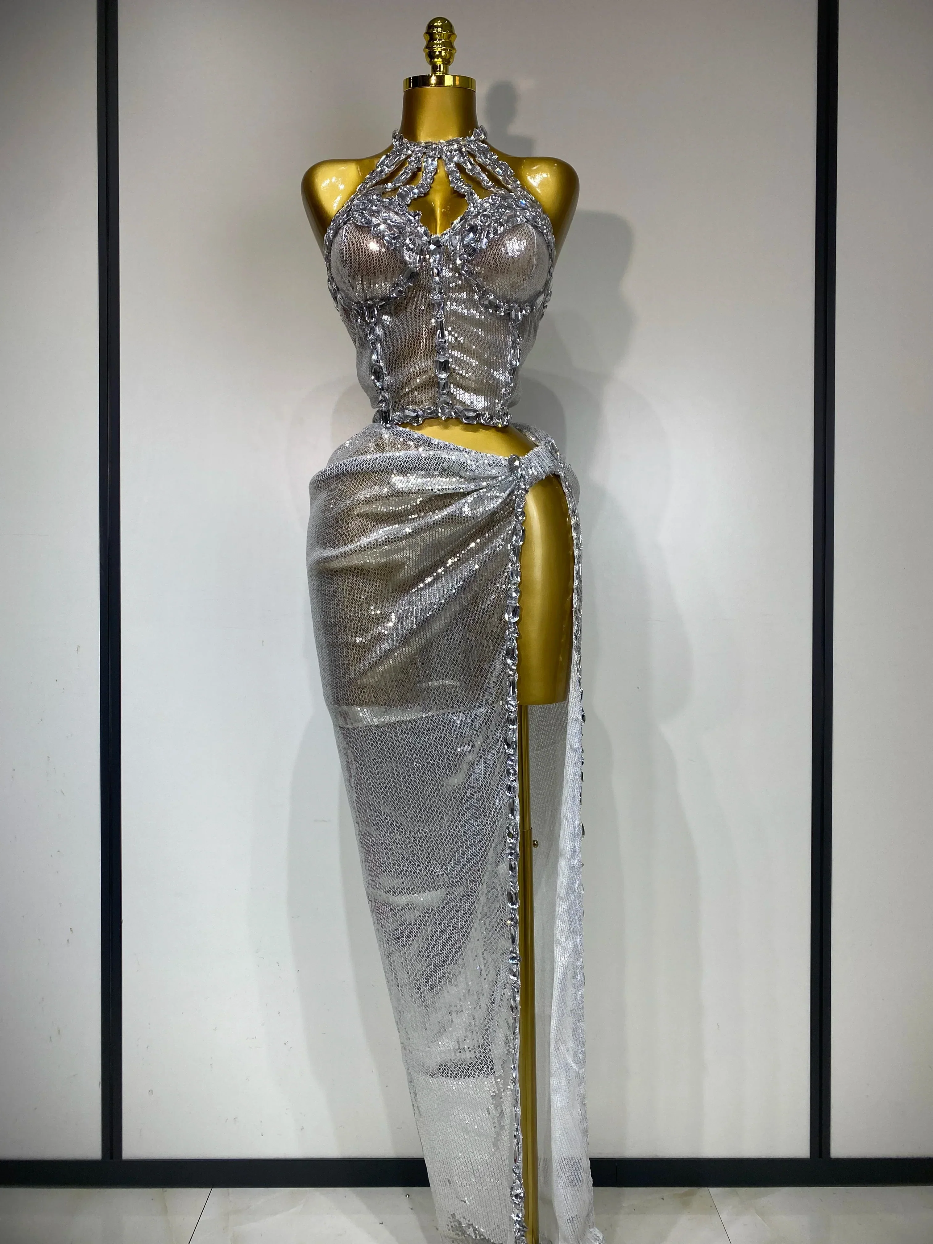 Sexy Shiny Diamond Two Piece Set  Women Evening Celebrate Festival Luxury Birthday Party Nightclub Singer Stage costume - Image 8