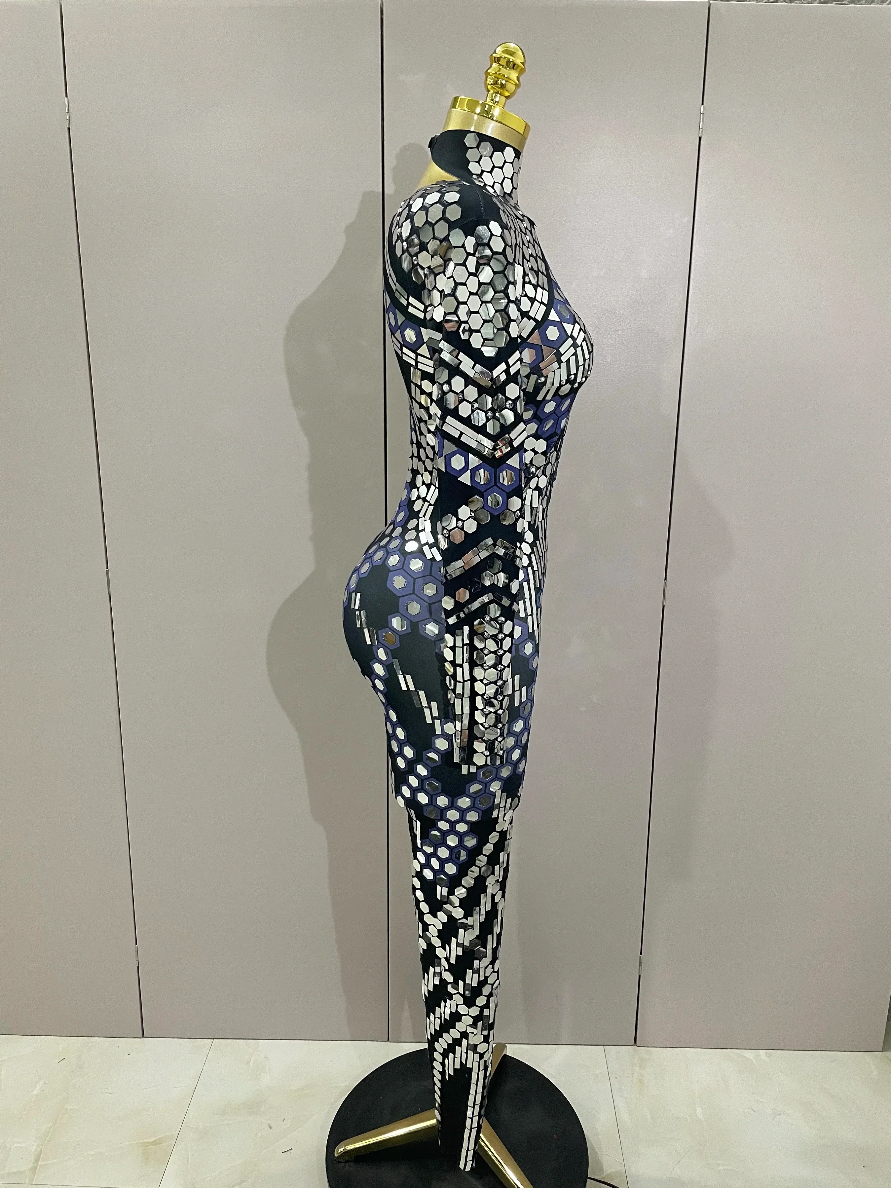Sexy Shiny Silver Sequins Mirror Black Spandex Jumpsuit  Women Prom Dancer Singer Costume Evening Birthday Show Stage Outfit - Image 4
