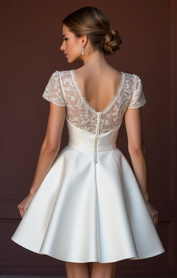 Sexy Short Wedding Dress and Mini Dress with a Sheer Lace Back - Image 3