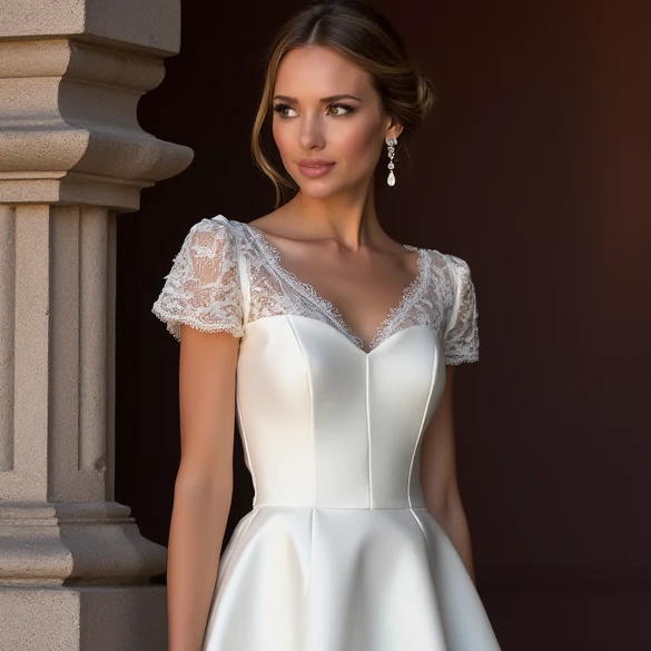 Sexy Short Wedding Dress and Mini Dress with a Sheer Lace Back - Image 4