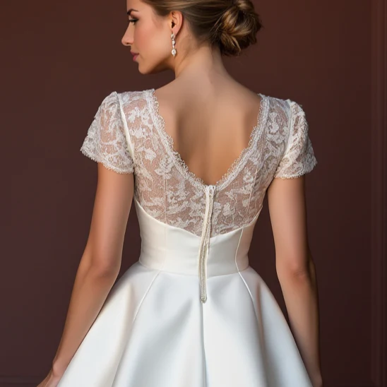 Sexy Short Wedding Dress and Mini Dress with a Sheer Lace Back - Image 5