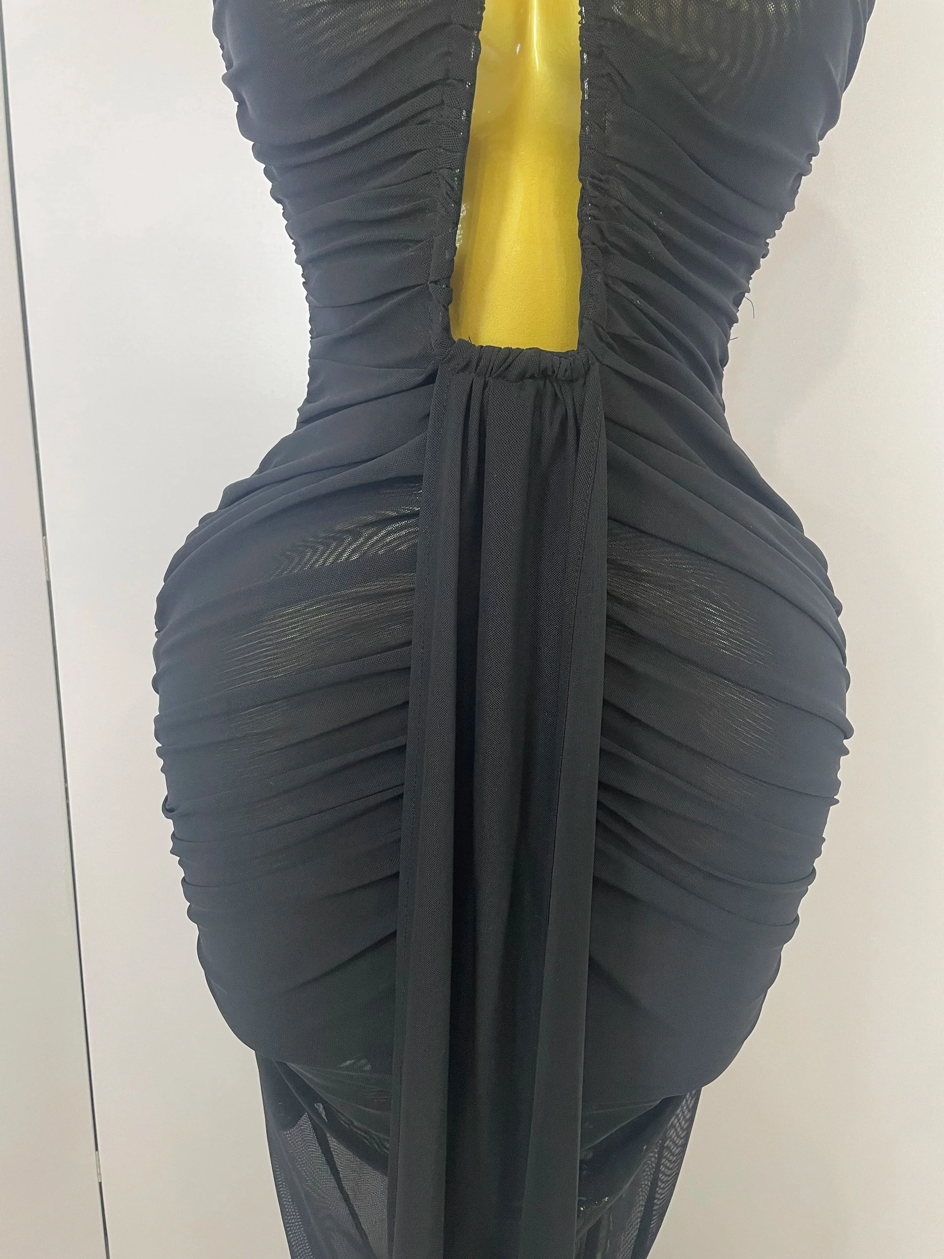 Sexy Sleeveless O-Neck Bodycon Mesh Long Dress  Women Hollow Out Celebrate Fashion Show Celebrity Evening Party Club Dress - Image 6