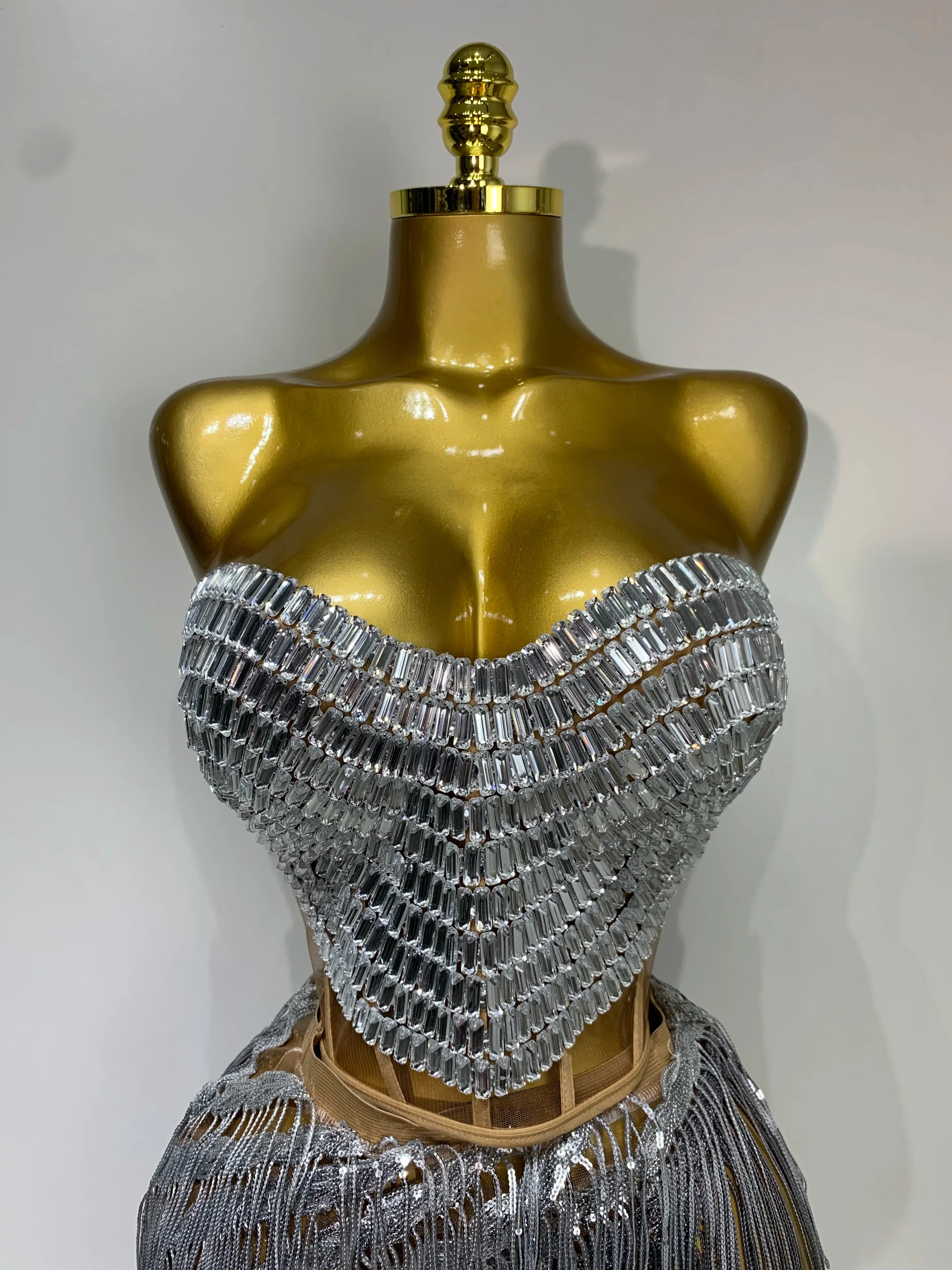 Sexy Sparkly Diamond Tassel Two Piece Set Women Evening Party Luxury Birthday Nightclub Singer Dancer Performan Stage Costume - Image 5