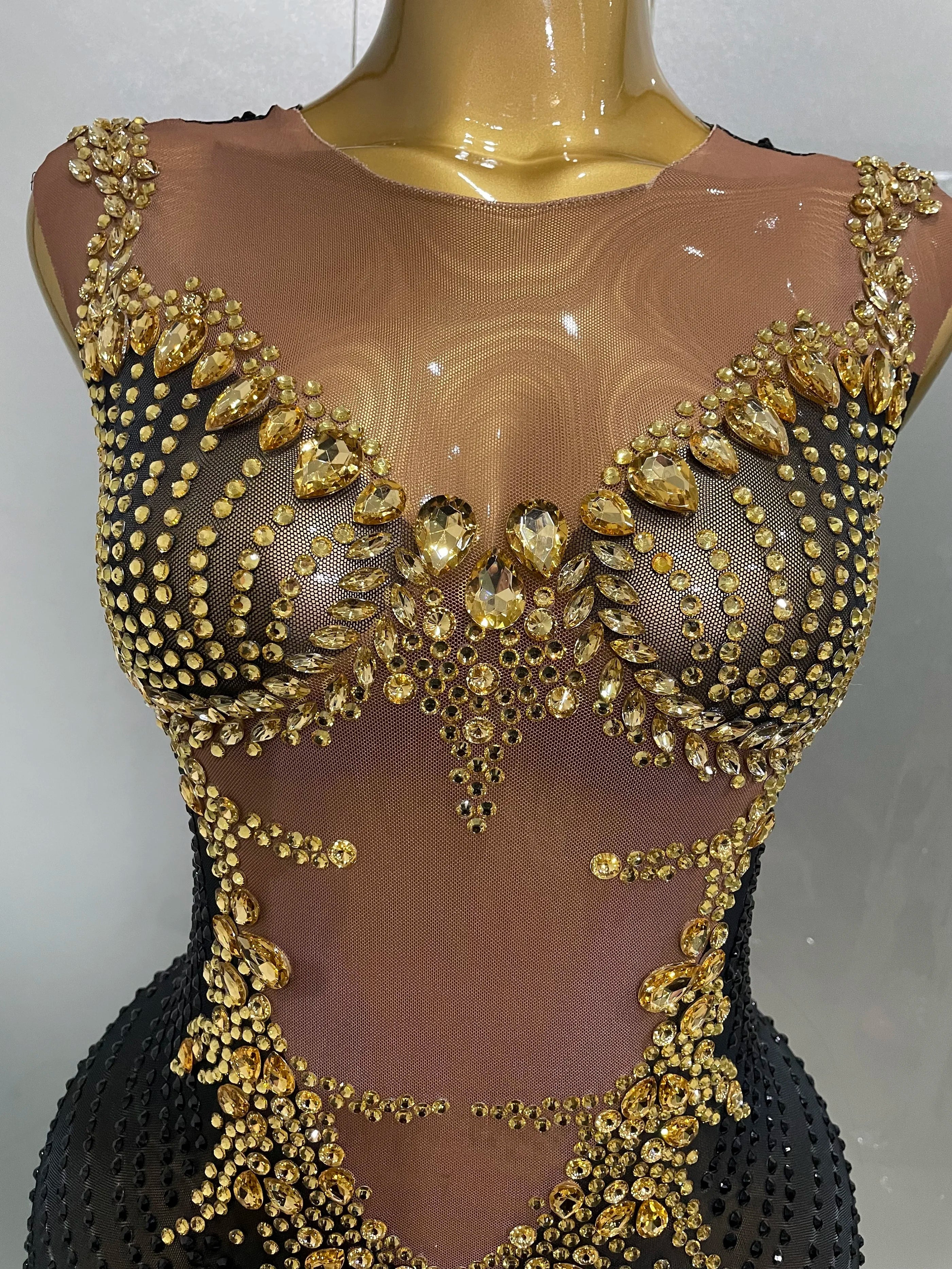 Sexy Sparkly Rhinestones Sleeveless Long Dress Women Birthday Celebrate Evening Photo Shoot Stage Performance Costume - Image 5