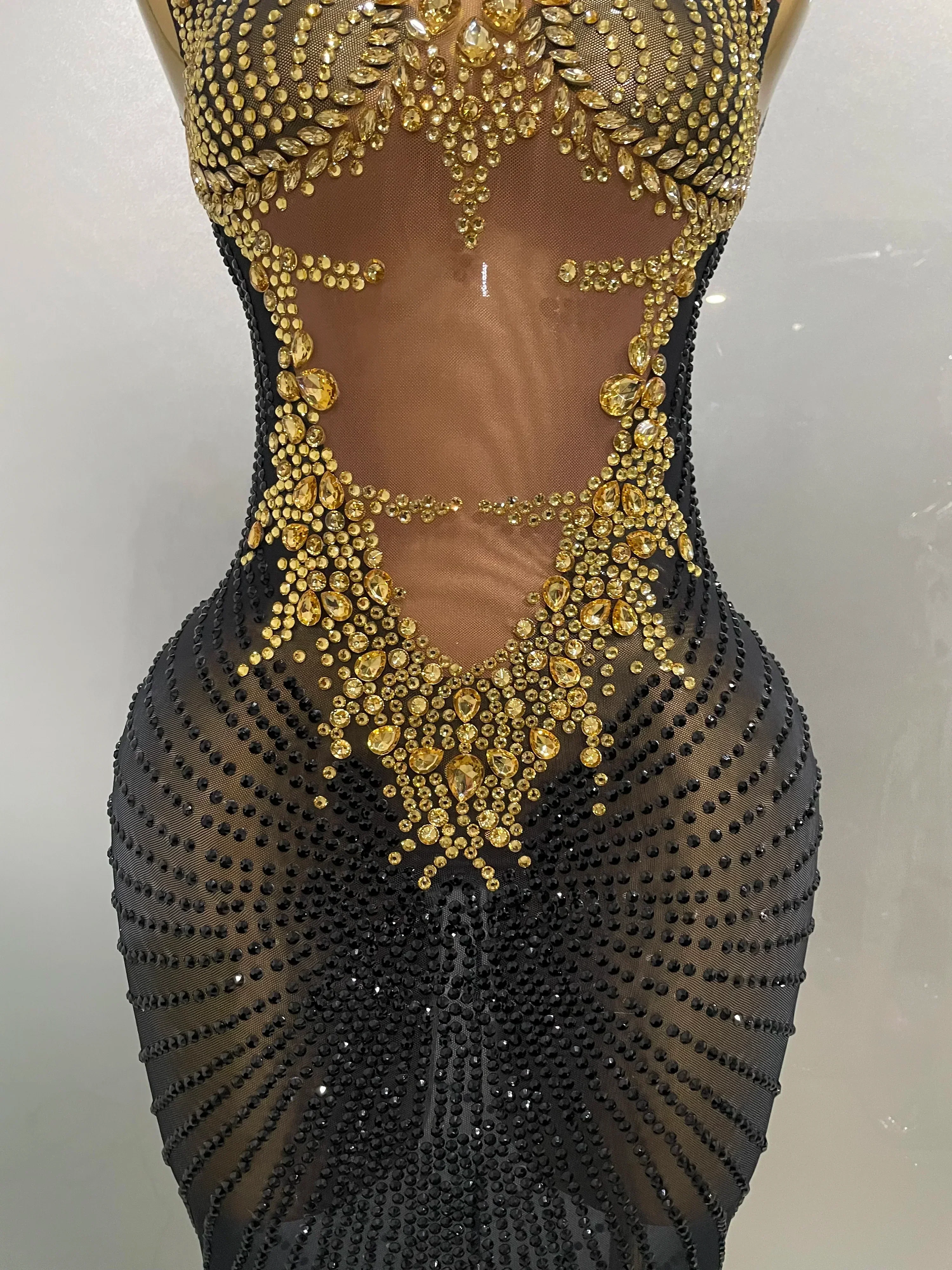 Sexy Sparkly Rhinestones Sleeveless Long Dress Women Birthday Celebrate Evening Photo Shoot Stage Performance Costume - Image 6
