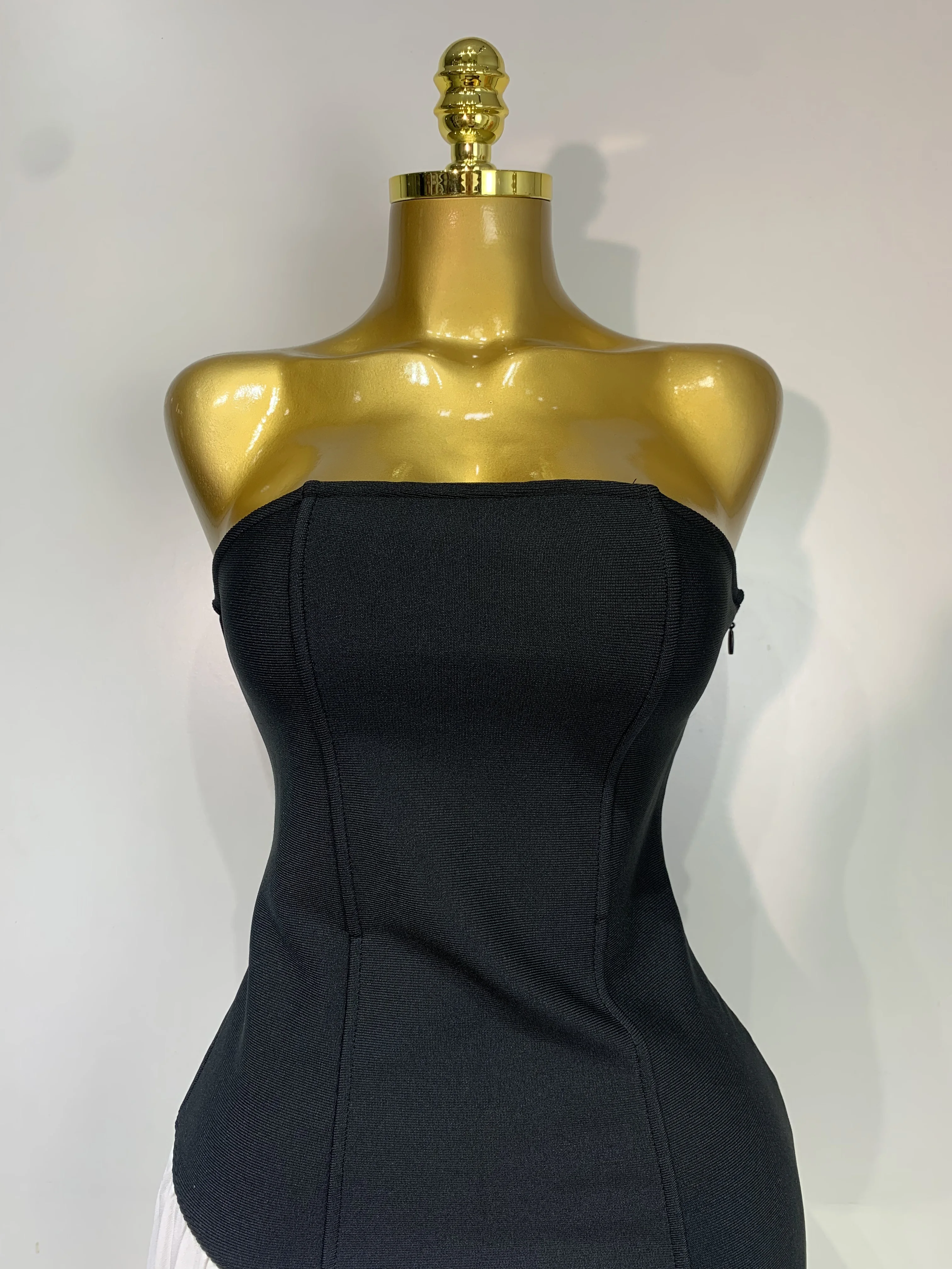 Sexy Strapless Backless Patchwork Maxi Long Bodycon Bandage Dress  Celebrity  Elegant Evening Party Luxury Birthday Dress - Image 5