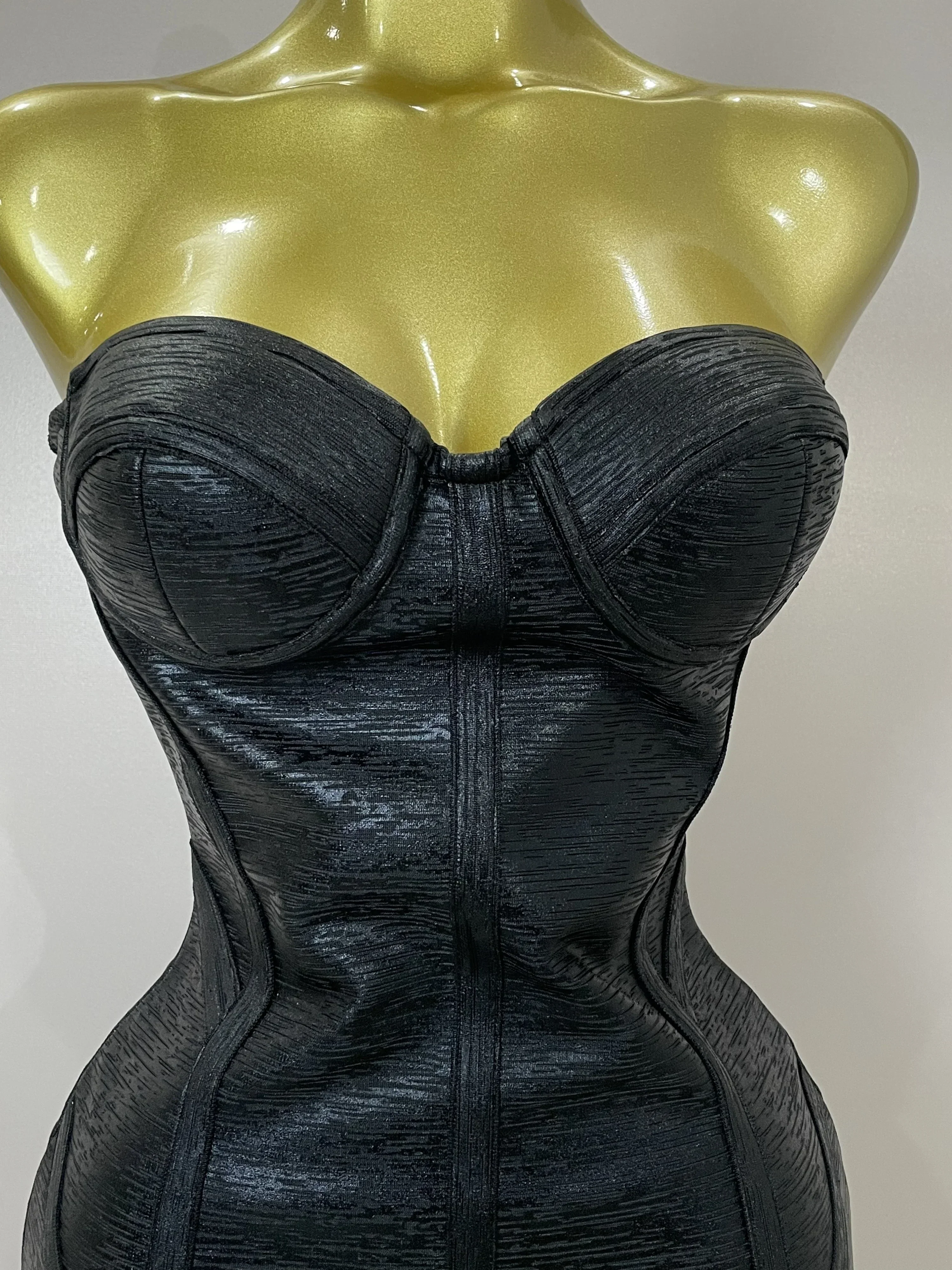 Sexy Strapless Gold Black Foil Color Bodycon Bandage Dress Women Fashion Celebrate Evening Party Luxury Birthday Dresses - Image 3